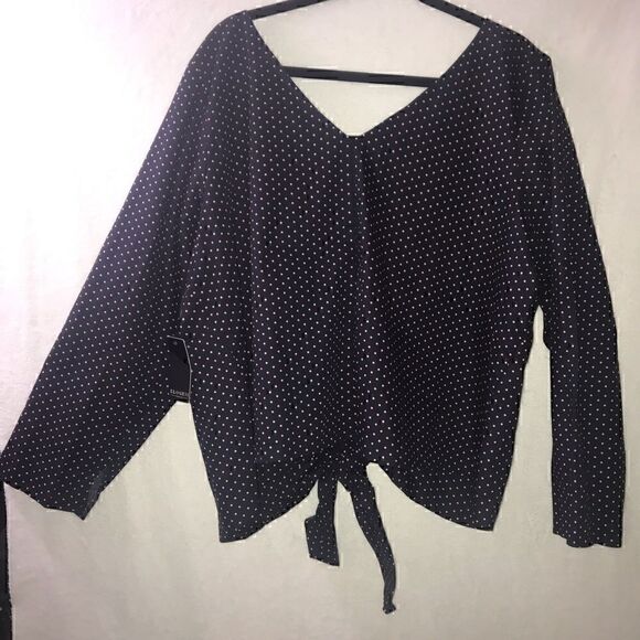 Eloquii Polka Dot Tie Front Top-Sz 24 - Picture 7 of 9